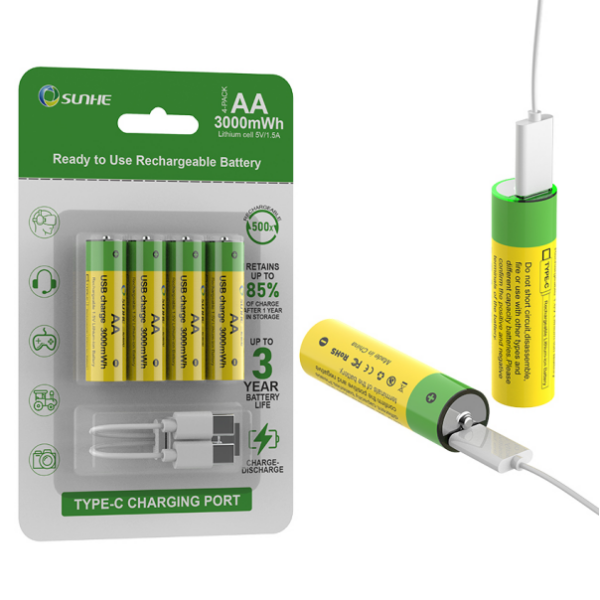 Rechargeable AA Lithium Battery in 1.5V 3